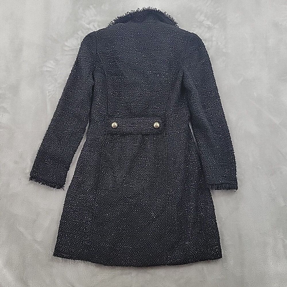 Sail To Sable Womens Coat Size XXS Sequin Tweed Black Jacket NEW Fringe Lined - Picture 7 of 16